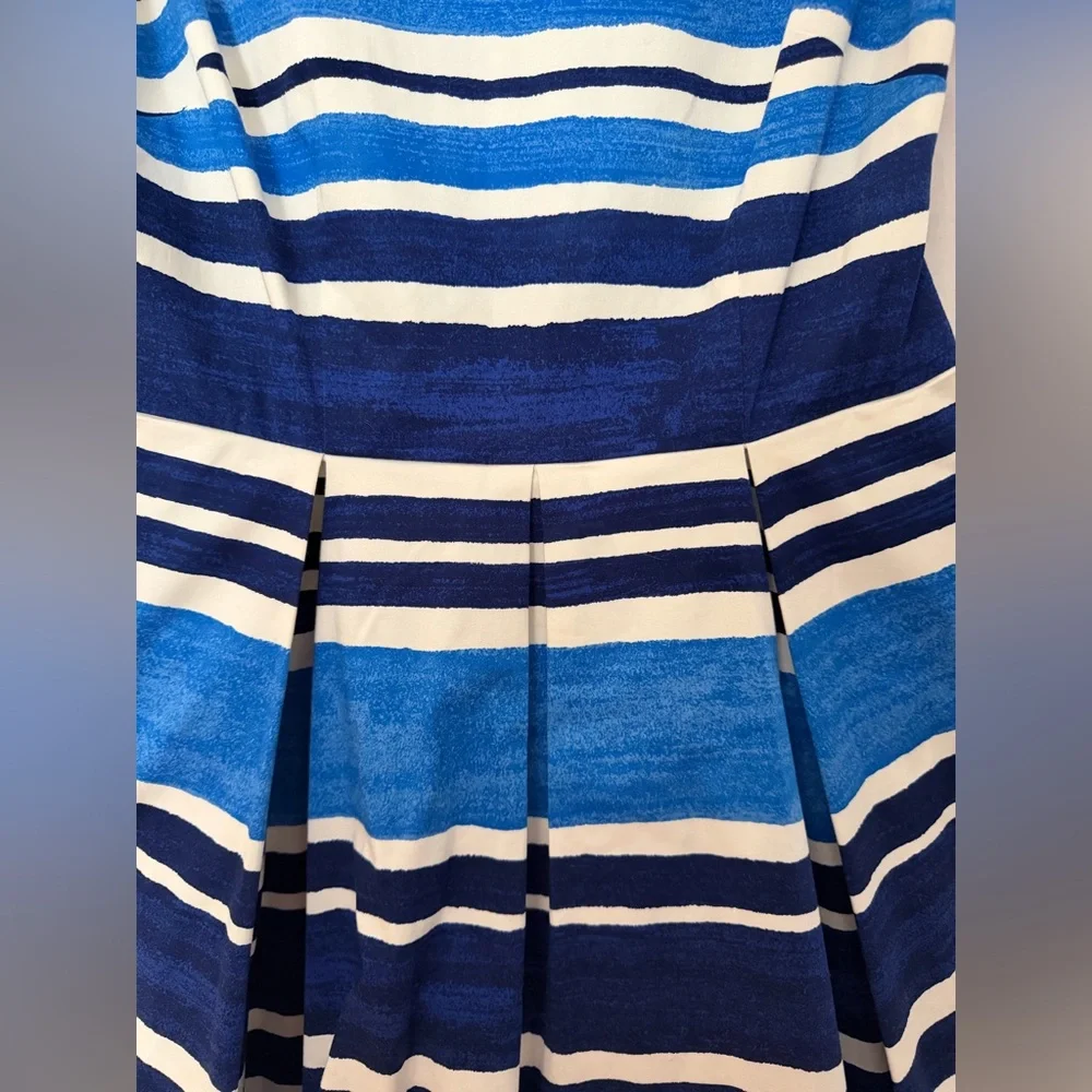 Kate Spade New York “Mariella” Striped Dress with Pleated Flare Skirt - Blue - 4
